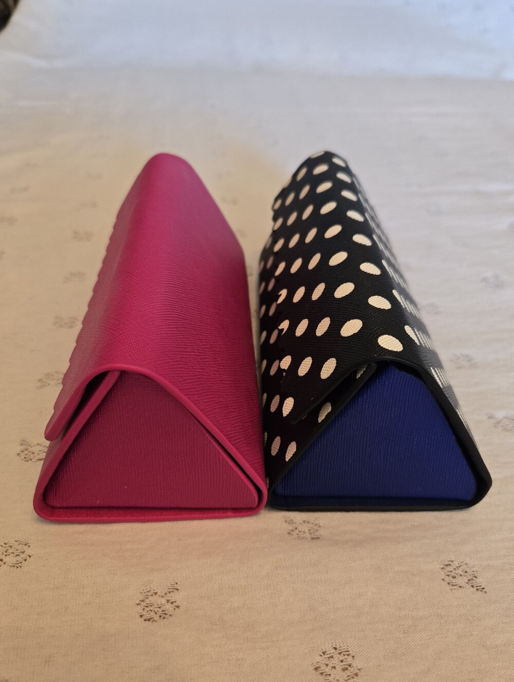 Talbots Set of 2 Pink Scalloped and Black Polka Dot Collapsible Sunglasses Cases